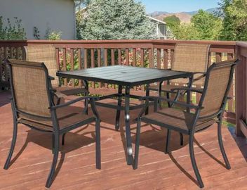 5-Pieces Rust-Free Metal Outdoor Patio Dining Set with 4 Textilene Dining Chairs & Dining Table