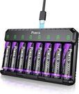 Powxs Rechargeable AA Batteries with Charger